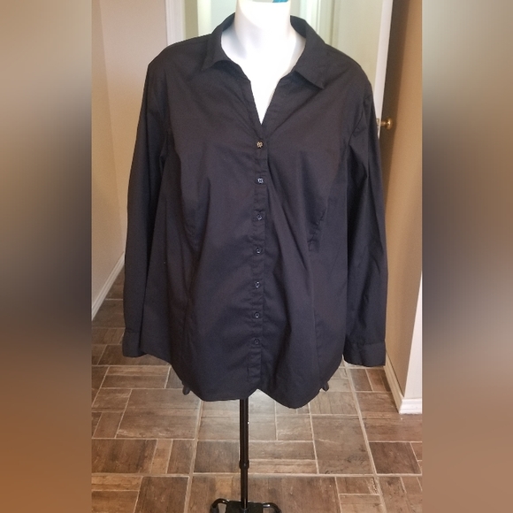 George button up black blouse size 18W/20W #045